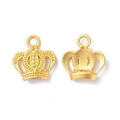 Matte Gold Color Rack Plating Alloy Pendant Rhinestone Settings, Cadmium Free & Lead Free & Nickle Free, Crown, Matte Gold Color, Fit for 1.5mm Rhinestone, 16.5x16x4mm, Hole: 3mm