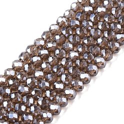 Светло-коричневый Стеклянные бусины с гальваническим покрытием , гальваническое покрытие, граненые, рондель, загар, 2.9~3.3x2 мм, отверстие : 0.8 мм, около 135~140 шт / нитка, 32~34 см