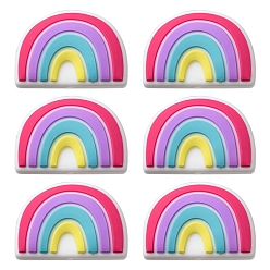 Ярко-Розовый 6экологически чистые силиконовые шарики для пищевых продуктов, в форме радуги, ярко-розовый, 18x25x9 мм, отверстие : 2 мм