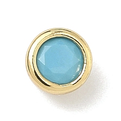 Темно-Голубой Плоские круглые латунные микропаве кабошоны из кубического циркония, стойки покрытие, долговечный, без свинца и без кадмия, реальный 18 k позолоченный, глубокое синее небо, 5x3.5 мм