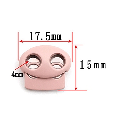 Pink Zinc Alloy Spring Cord Locks, 2 Hole Drawstring Toggle Spring Clasp, Pink, 17.5x15mm, Hole: 4mm