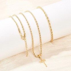 Золотой Наборы из кулонов-крестов из сплава и браслетов-цепочек для женщин., золотые, браслеты: 9.25 дюйм (23.5 см)