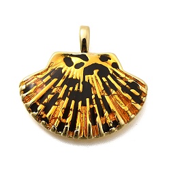 Настоящее золото 18K Латунь эмаль подвески, без кадмия и без свинца, долговечный, стойки покрытие, шарм в форме ракушки, реальный 18 k позолоченный, 22x25x3.5 мм, отверстие : 3.5x2 мм