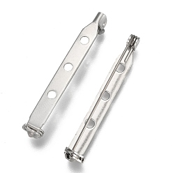 Нержавеющая Сталь Цвет Устойчивые к потускнению 304 наборы фурнитуры для брошей из нержавеющей стали, назад бар контакты, с отверстием, цвет нержавеющей стали, 40x5x7 мм, штифты : 0.7 мм
