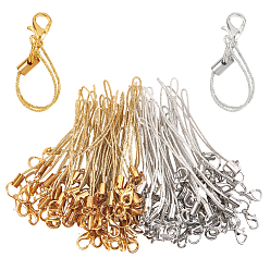 Платиновый & Золотой 100шт 2 цвета полиэфирного шнура мобильные ремни, со сплавочной фурнитурой, платиной и золотом, 7.2 см, 50 шт / цвет