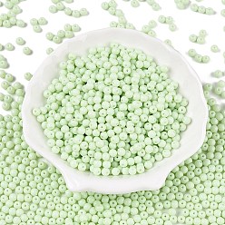 Бледно-Зеленый Непрозрачная выпечка окрашены стеклянные бусины, круглые, бледно-зеленый, 4~4.5x3.5~4 мм, отверстие : 0.9~1 мм, Около 4500 шт / фунт