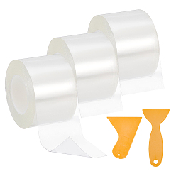 Прозрачный 3 рулоны акриловой водонепроницаемой кромочной ленты, кромочные планки из самоклеящегося шпона, с пластиковым скребком 2шт., прозрачные, 48 мм, около 10 м / рулон