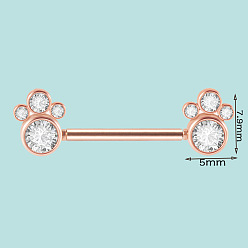 Розовое Золото 304 Кольца для сосков из нержавеющей стали с кристаллами и стразами, розовое золото , 7.9x5 мм