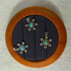 Снежинка 925 Подвески из стерлингового серебра с окрашенной синтетической бирюзой, полые прелести, разноцветные, снежинка, 25x22 мм