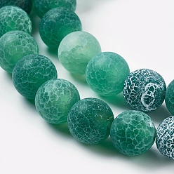 Mixed Color Natural Crackle Agate Beads Strands, Dyed, Round, Grade A, Mixed Color, 8mm, Hole: 1mm, about 50pcs/strand, 14 inch