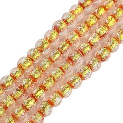 Оранжево-Красный Нити из фольги в технике лэмпворк, круглые, оранжево-красный, 8.5x7 мм, отверстие : 1.4 мм, около 40 шт / нитка, 11.81'' (30 см)