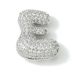 Letter E Стойки обшивки латунь кубического циркония подвески, без кадмия и без свинца, долговечный, алфавит, Письмо E, 22x18x8 мм, отверстие : 4x2 мм