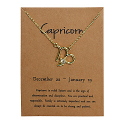 Козерог Ожерелья из сплава с кристаллами и стразами в виде созвездия для женщин, золотые, Козерог, 14.96 дюйм (38 см)