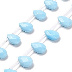Светло-Голубой К 9 нити стеклянных бусин, Топ пробуренной, граненые, слеза, Небесно-голубой, 12x8x3.5 мм, отверстие : 0.8 мм, около 25 шт / нитка, 14.80'' (37.6 см)