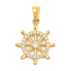 Золотой Ионное покрытие (ip) 304 подвески из нержавеющей стали с микропаве из кубического циркония, очарование шлема, золотые, 24x20x2.5 мм, отверстие : 3x6 мм