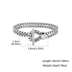 Color de Acero Inoxidable 304 Cadena de acero inoxidable 2 Pulseras de hilo con cierres en forma de lágrima para hombre, libre de deslustre, color acero inoxidable, 7.09 pulgada (18 cm)