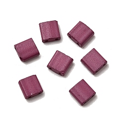 Серо-розавый 2 Отверстие для выпечки краски стеклянные бусины, квадратный, увядшая роза, 5x5x2 мм, отверстие : 0.8 мм