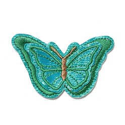 Green Computerized Embroidery Cloth Iron on/Sew on Patches, Costume Accessories, Butterfly, Green, 48x79.5x2mm