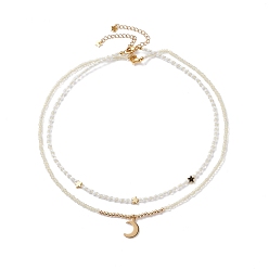 Шампанско-Желтый Набор ожерелий с подвесками в виде звезды и луны для девочек-подростков, ожерелья из прозрачного хрусталя, золотые, шампанское желтый, 17.72 дюйм (45 см), 15.63 дюйм (39.7 см), 2 шт / комплект