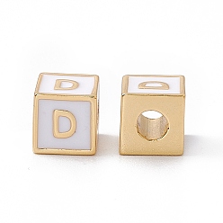 Letter V Стойки покрытие латунь эмаль бисер, без кадмия, без никеля и без свинца, реальный 18 k позолоченный, куб с письмом, серый, letter.v, 6x6x6 мм, отверстие : 2.5 мм