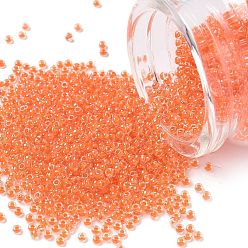(RR236) Orange Lined Crystal Миюки круглые бусины рокайль, японский бисер, 11/0, (rr 236) кристалл с оранжевой окантовкой, 11/0, 2x1.3 мм, отверстие : 0.8 мм, Около 1111 шт / 10 г
