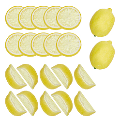Желтый 22шт. 3 стили пластик, имитация лимона, имитация фруктов, для витрин и фото реквизита, желтые, 51x8 мм