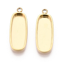 Настоящее золото 18K 304 компонент подвески-кабошона из нержавеющей стали, прямоугольные, ионное покрытие (ip), реальный 18 k позолоченный, лоток : 16x6 мм, 20x7.5x2 мм, отверстие : 1.4 мм