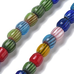 (52) Непрозрачная лаванда Handmade millefiori lampwork beads strands, барабан, разноцветные, 5~6x5~6 мм, отверстие : 0.7 мм, около 75 шт / нитка, 14.57 дюйм (37 см)