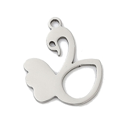 Нержавеющая Сталь Цвет 201 подвески из нержавеющей стали, лебедь прелести, цвет нержавеющей стали, 17x14.5x1 мм, отверстие : 1.4 мм