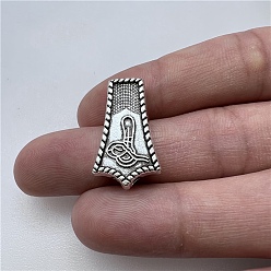 Античное Серебро Сплавочные овальные бусины тибетского стиля , кисточка вилка линкер, античное серебро, 24x14 мм, отверстие : 2 мм, Около 142 шт / 500 г