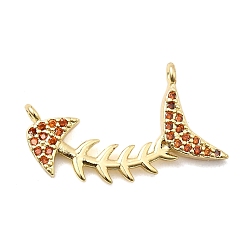 Оранжевый Латунные микро проложить кубического циркония подвески, Очарование рыб, долговечный, без кадмия и без свинца, реальный 18 k позолоченный, оранжевые, 13x22.5x2 мм, отверстие : 1 мм