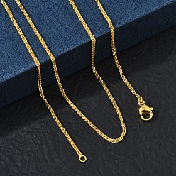 Real 18K Gold Plated 1.5MM Brass Wheat Chain Necklaces for Women, Long-Lasting Plated, Real 18K Gold Plated, 17.72 inch(45cm)