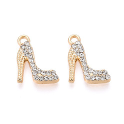 Кристалл Подвески из сплава и страза, туфли на высоких каблуках, золотые, кристалл, 18x13x3 мм, отверстие : 2 мм