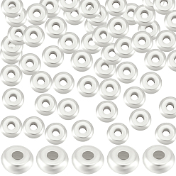Посеребрённый 100 шт. Латунные распорные втулки, долговечный, плоско-круглые, 925 серебро покрытием, 7x2 мм, отверстие : 1.5 мм