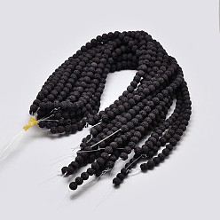 Black Natural Lava Rock Round Bead Strands, Dyed, Black, 6mm, Hole: 1mm, about 63pcs/strand, 15.7 inch