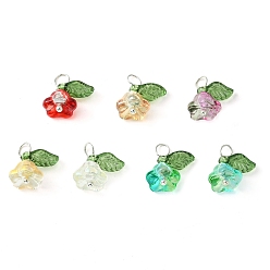 (52) Непрозрачная лаванда Стеклянный кулон цветок жизни, с кольца прыжок из латуни, разноцветные, 13x12.5x8.5 мм, отверстие : 3 мм