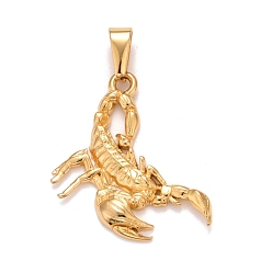 Скорпион Ионное покрытие (ip) 304 подвески из нержавеющей стали, , знак созвездия / зодиака, Скорпион, 36x28x3.3 мм, отверстие : 10x4.5 мм