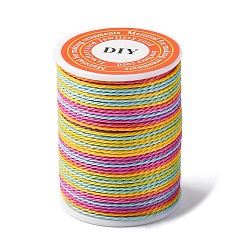 Разноцветный Сегментный окрашенный витой вощеный полиэфирный шнур, круглые, красочный, 1 мм, около 12.03 ярдов (11 м) / рулон