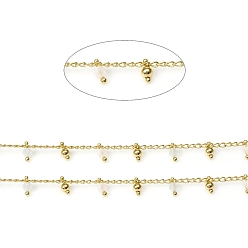 Морганит Граненые цепочки из натурального морганита ручной работы, латунь бордюр цепи, пайки, с катушкой, долговечный, золотые, 3x1.8x0.8 мм, бусины : 6x3 мм, около 32.8 футов (10 м) / рулон