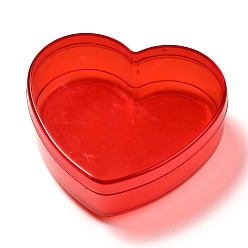 Red Plastic Bead Containers, Candy Treat Gift Box, for Wedding Party Packing Box, Heart, Red, 10.5x11.8x4.5cm