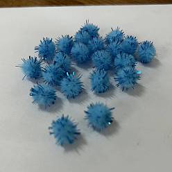 Dodger Blue Handmade DIY Doll Craft Pom Pom Yarn Pom Pom Balls, with Metallic Cord, Dodger Blue, 1cm, about 2000pcs/bag