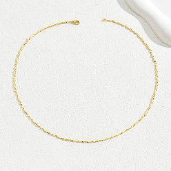 Golden Simple Brass Twisted Bar Link Chain Necklaces for Women, Golden, 17.72 inch(45cm)