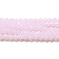 Pink Стеклянные бусины, имитация нефрита , граненые, двухконусные, розовые, 2.9~3.3x2.5 мм, отверстие : 0.7 мм, около 135~140 шт / нитка, 38~40 см