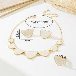 Белый Комплекты из эмалевых серег-гвоздиков и ожерелий с подвесками и колец из сплава арки, золотые, белые, 405 мм