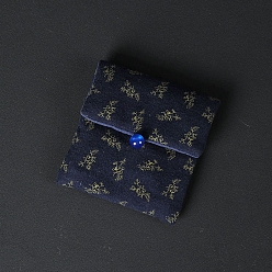 Полуночно-синий Прямоугольные тканевые мешочки на пуговицах, подарочная упаковка ювелирных изделий мешок для сережек упаковка браслета, темно-синий, 10x9 см