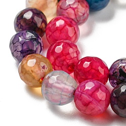 Colorful Natural Agate Beads Strands, Dyed & Heated, Round, Faceted, Colorful, 6mm, Hole: 1mm, about 62pcs/strand, 14.37~14.76 inch(36.5~37.5cm)