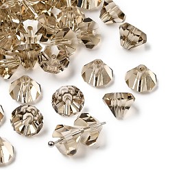 Цвет Древесины К 9 стекло, имитация Австрийские кристаллические шарики, класс AAA, граненые, алмаз, деревесиные, 9.5~10x7~8 мм, отверстие : 0.9~1 мм