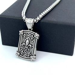 Нержавеющая Сталь Цвет Старинный греческий щит из нержавеющей стали с подвеской в виде геральдической лилии для мужчин, цвет нержавеющей стали