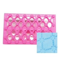Pink Food Grade Plastic Cookie Printing Moulds, DIY Biscuit Baking Tool, Sunflower, Pink, 122x73x20mm