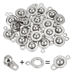 Нержавеющая Сталь Цвет 20 шт. 201 застежки-кнопки из нержавеющей стали, цвет нержавеющей стали, 15x9x5 мм, отверстие : 1.5~1.8 мм